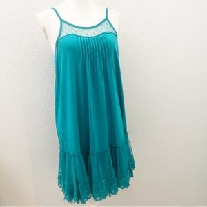 Ryu teal lace slip dress size small